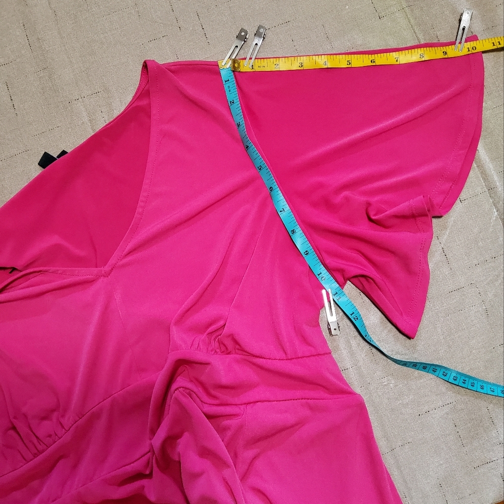 Torrid Stretch Solid Pink Short Flare Sleeve Shif… - image 7